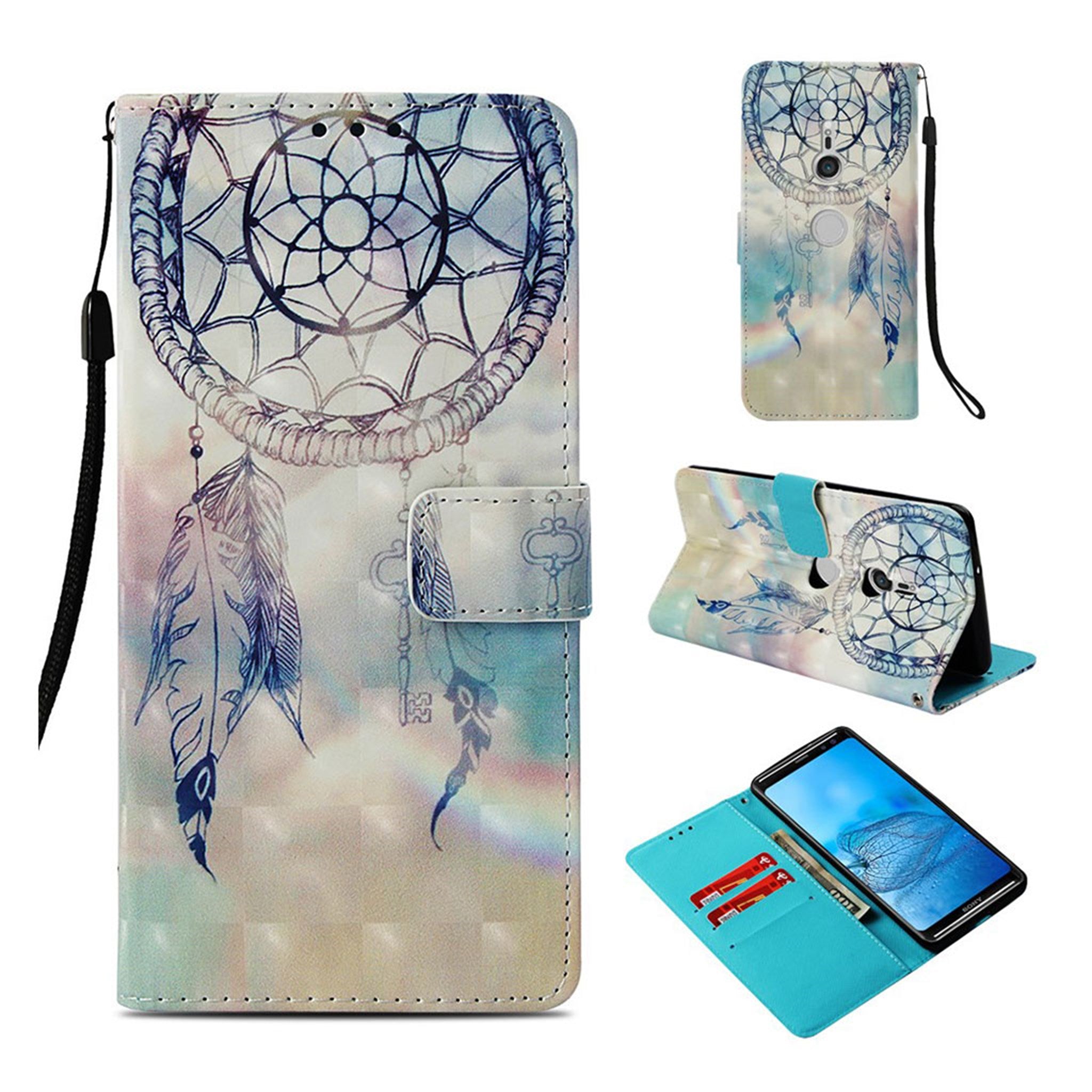 Sony Xperia XZ3 pattern printing leather flip case - Dream Catcher Feather