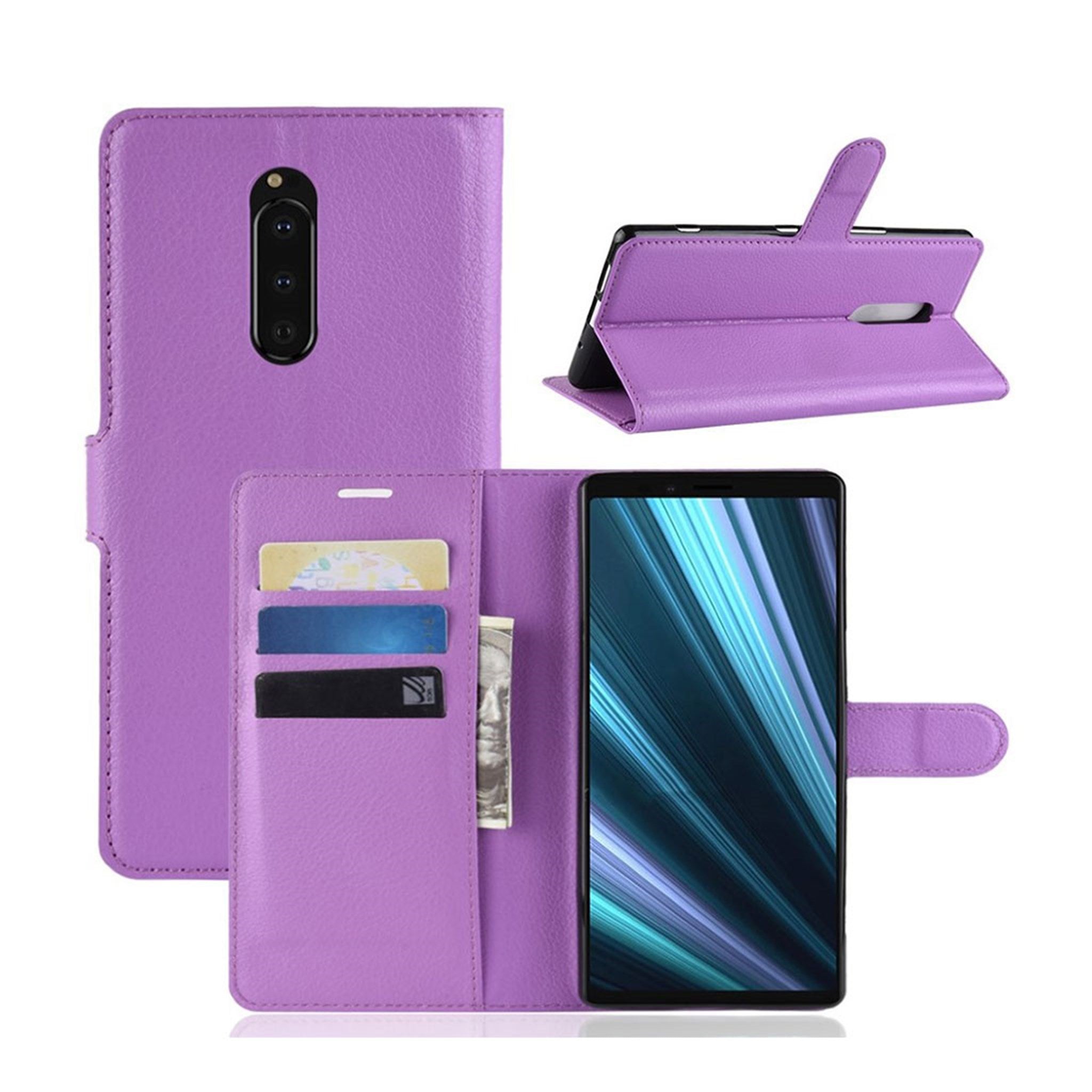 Sony Xperia XZ4 litchi skin leather flip case - Purple