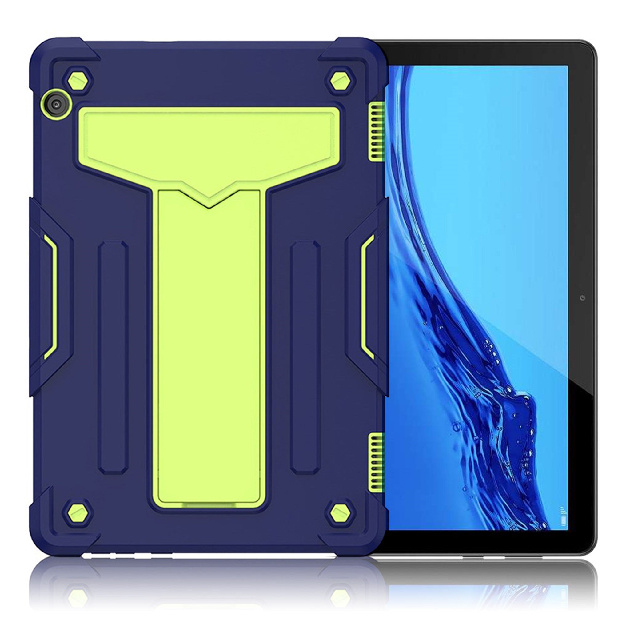 Shockproof hybrid silicone case for Huawei MediaPad T5 - Dark Blue / Green