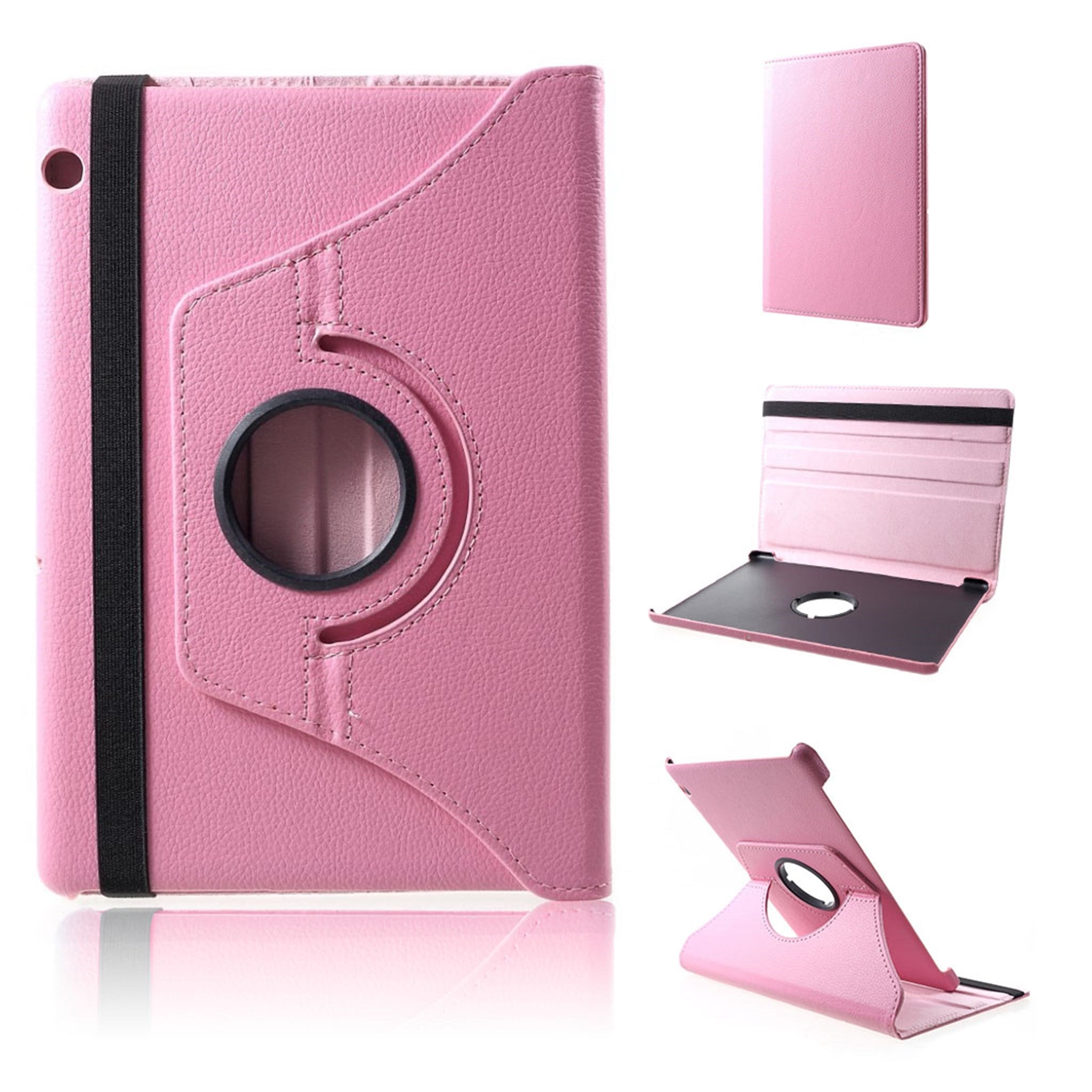 Huawei MediaPad T5 litchi skin leather flip case - Pink