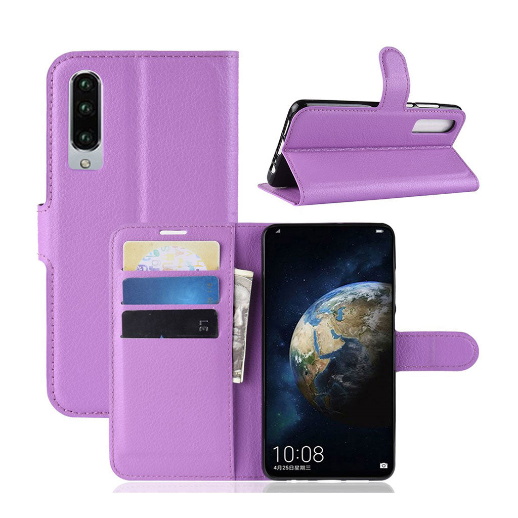 Huawei P30 litchi texture leather flip case - Purple