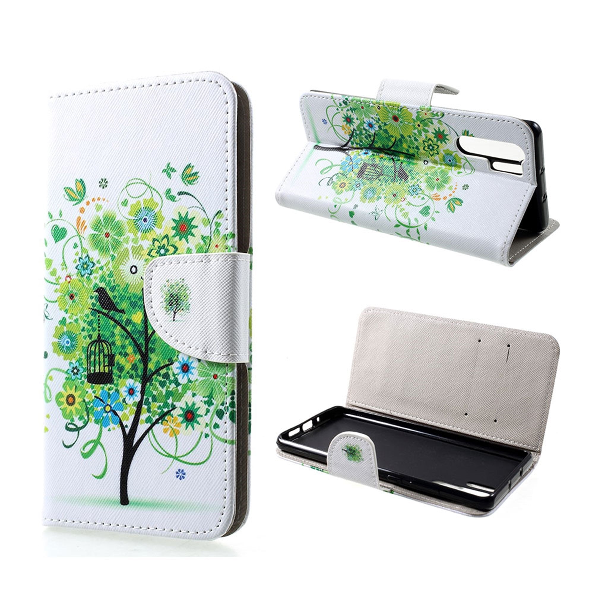 Huawei P30 Pro cross texture leather flip case - Green Tree