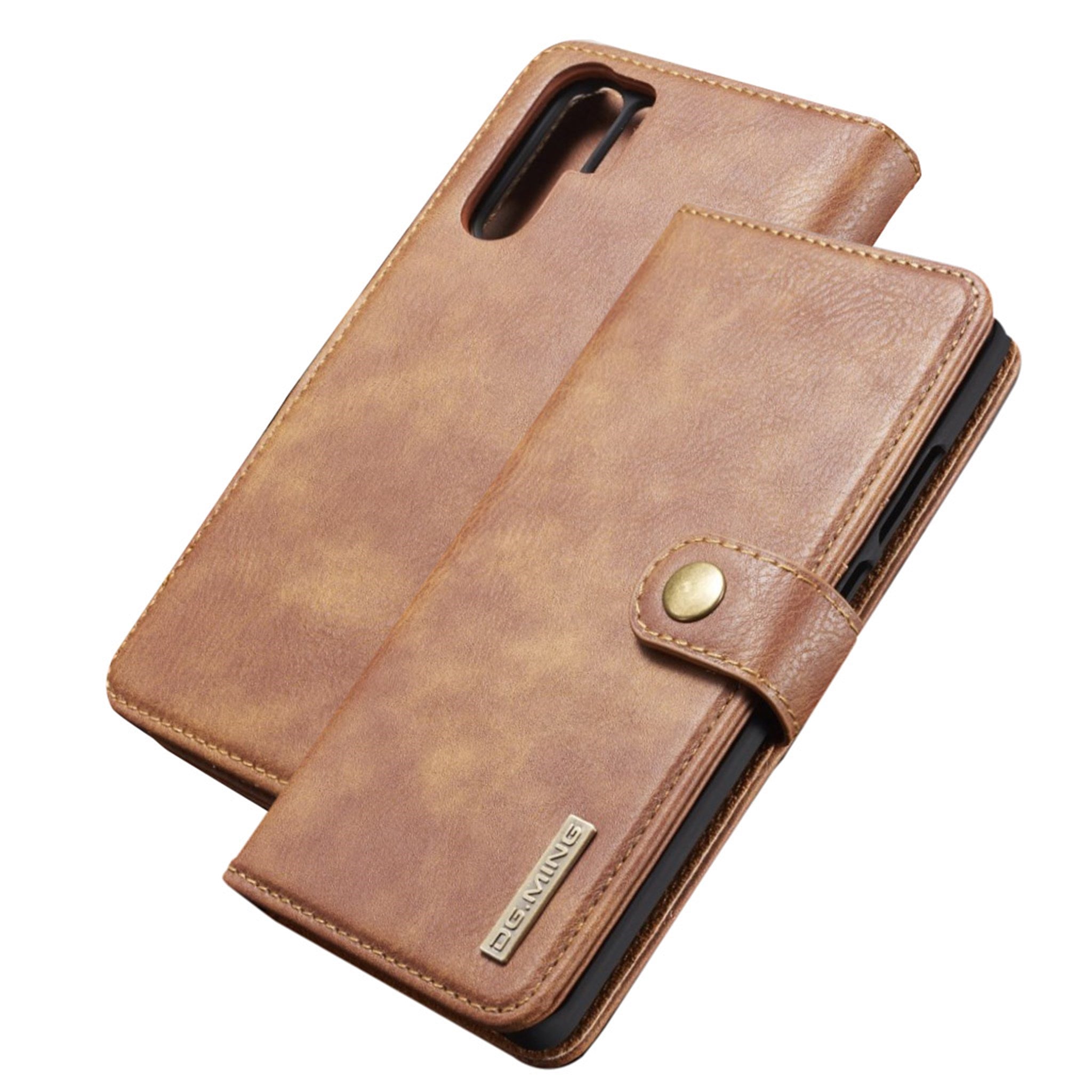 DG.MING Huawei P30 Pro 2-in-1 split leather case - Brown