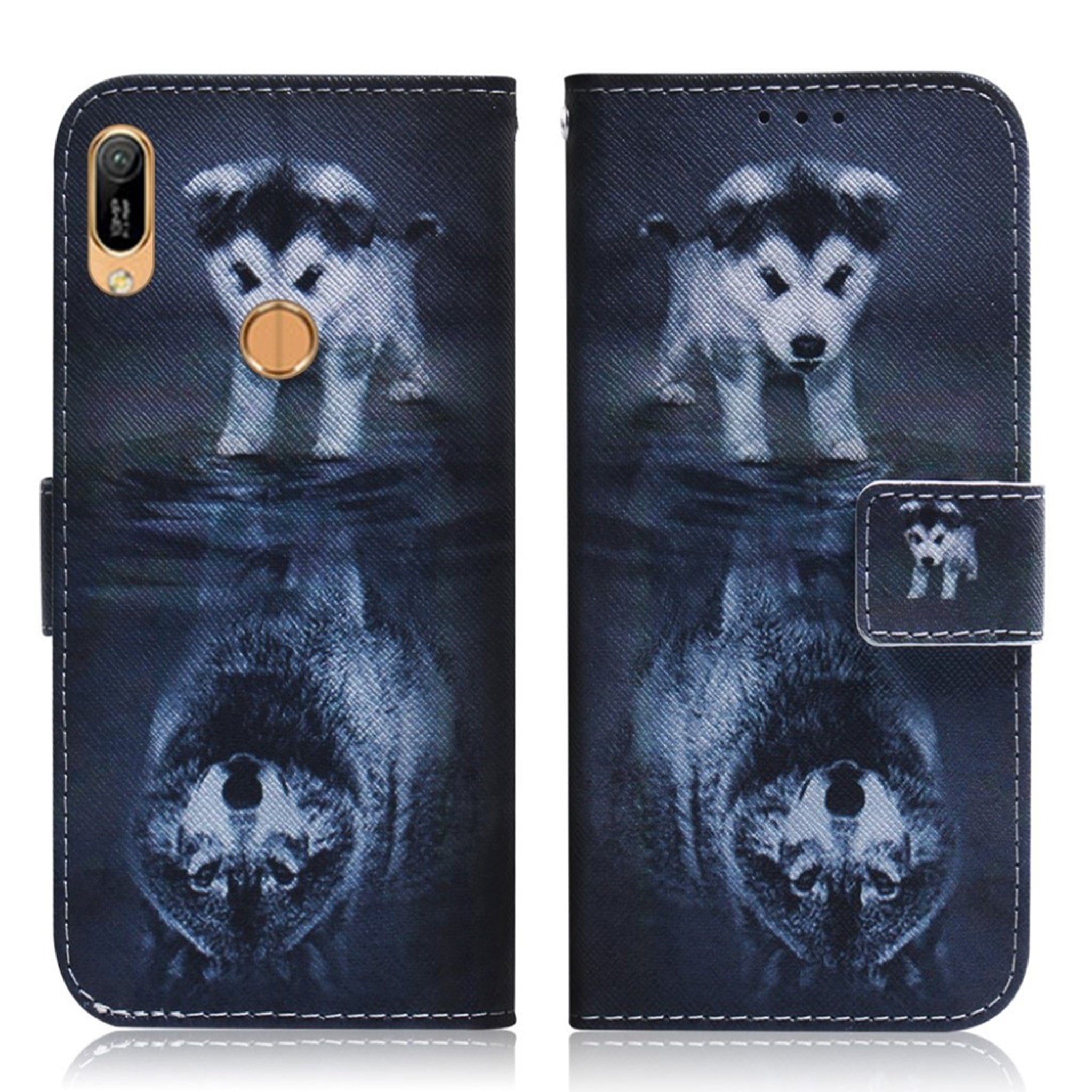 Huawei Y6 2019 patterned leather case - Dog and Reflection in Water