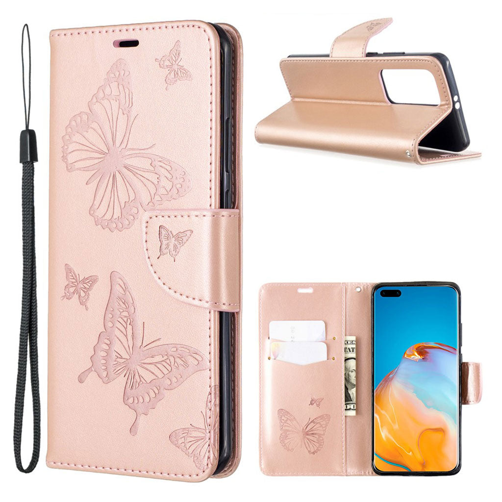 Butterfly Huawei P40 Pro flip case - Rose Gold