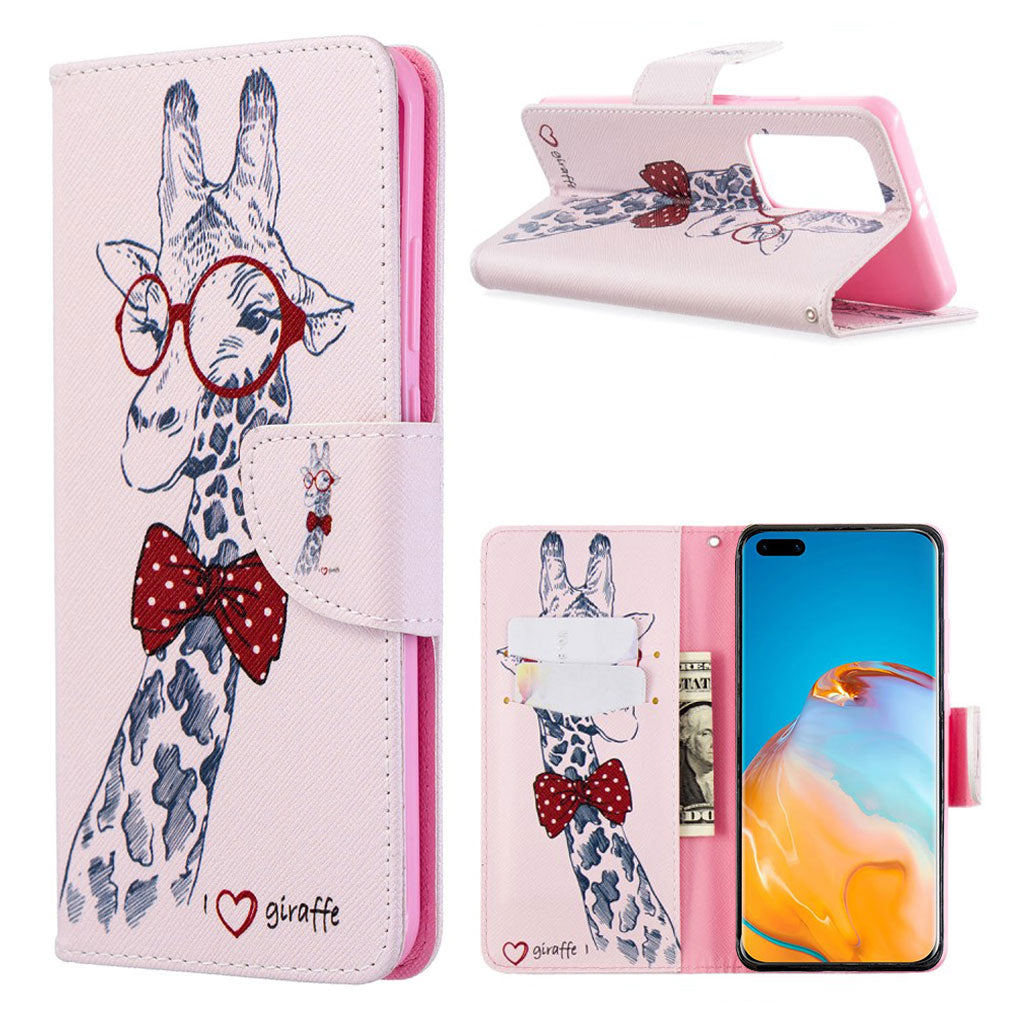 Wonderland Huawei P40 Pro flip case - Adorable Giraffe Wearing Glasses