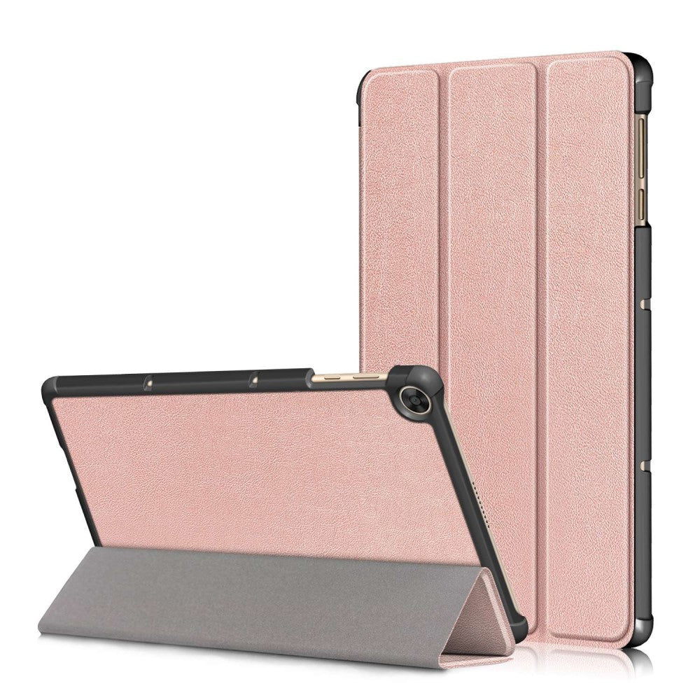 Tri-fold Leather Stand Case for Huawei MatePad T10 - Rose Gold