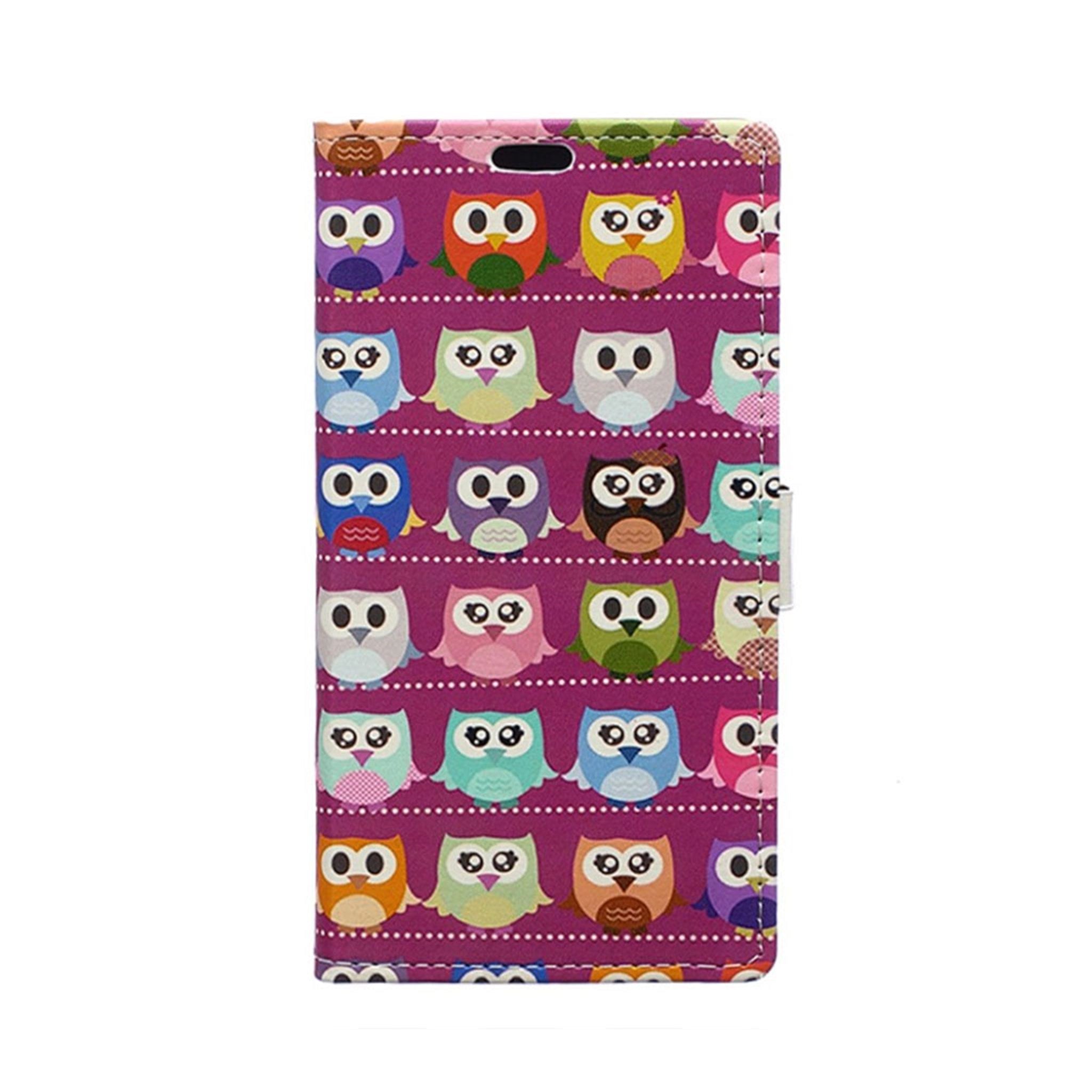 Huawei Mate 9 patterned leather case - Mini Owls Purple Background