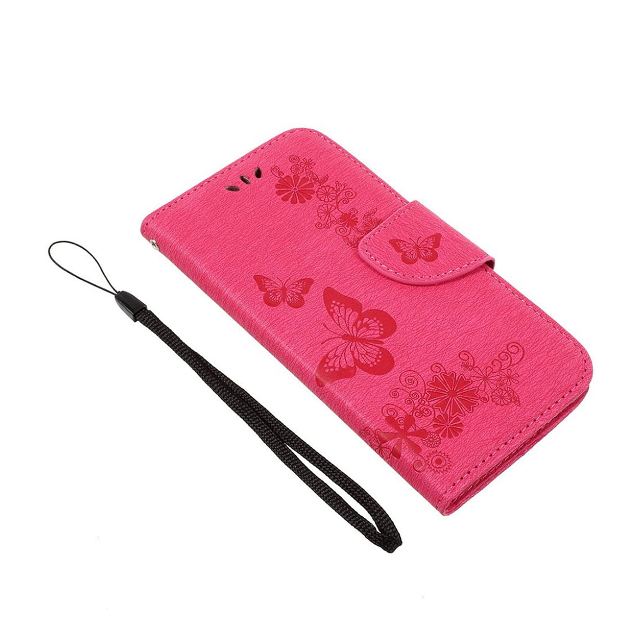 Huawei Honor 8 Lite imprint butterfly wallet leather flip case - Rose