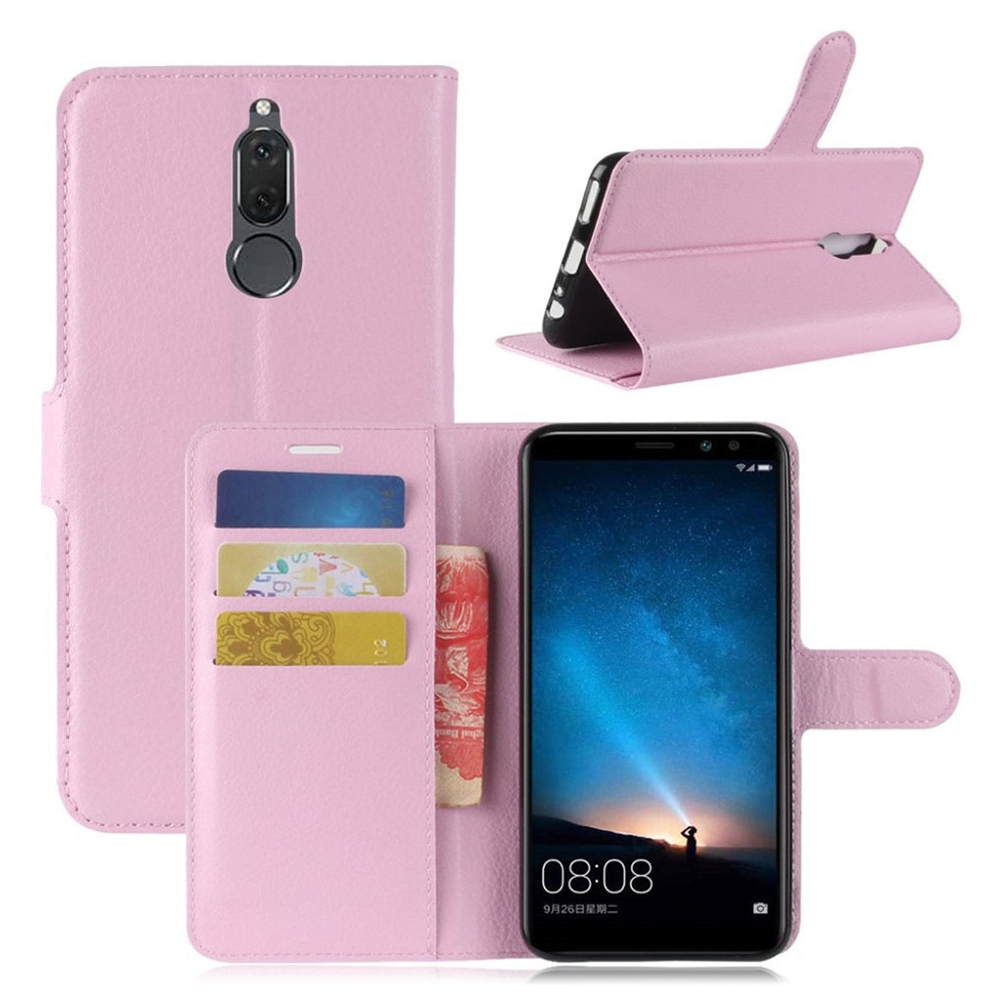 Huawei Mate 10 Lite litchi skin PU leather flip case - Pink