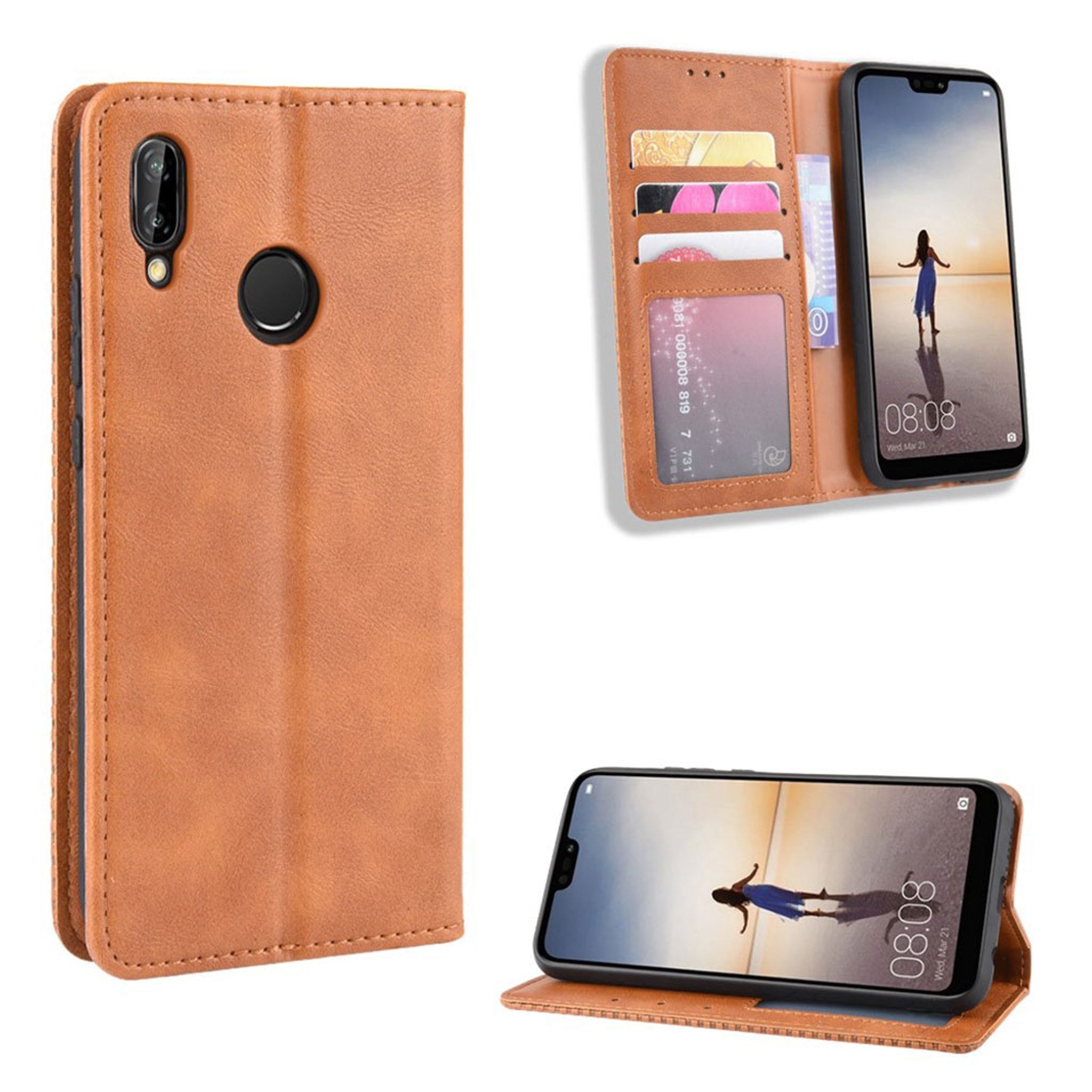 Bofink Vintage Huawei P20 Lite leather case - Brown