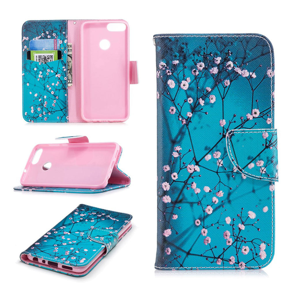 Huawei P Smart patterned leather flip case - Wintersweet