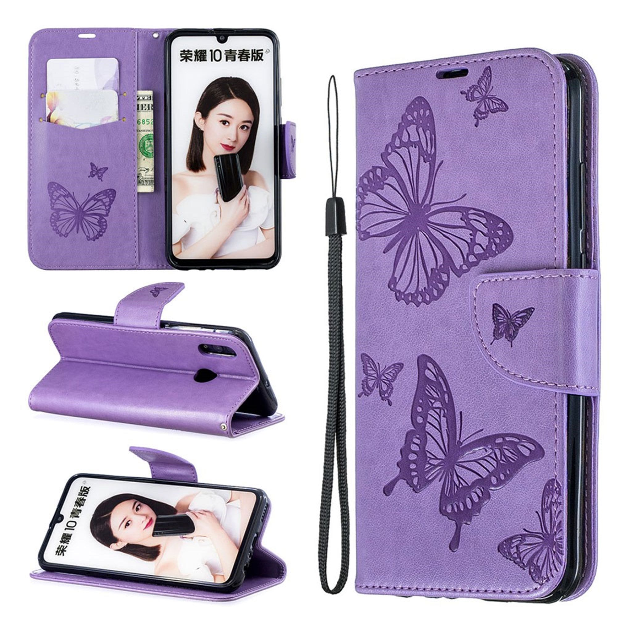 Butterfly Huawei P Smart 2019 flip case - Purple