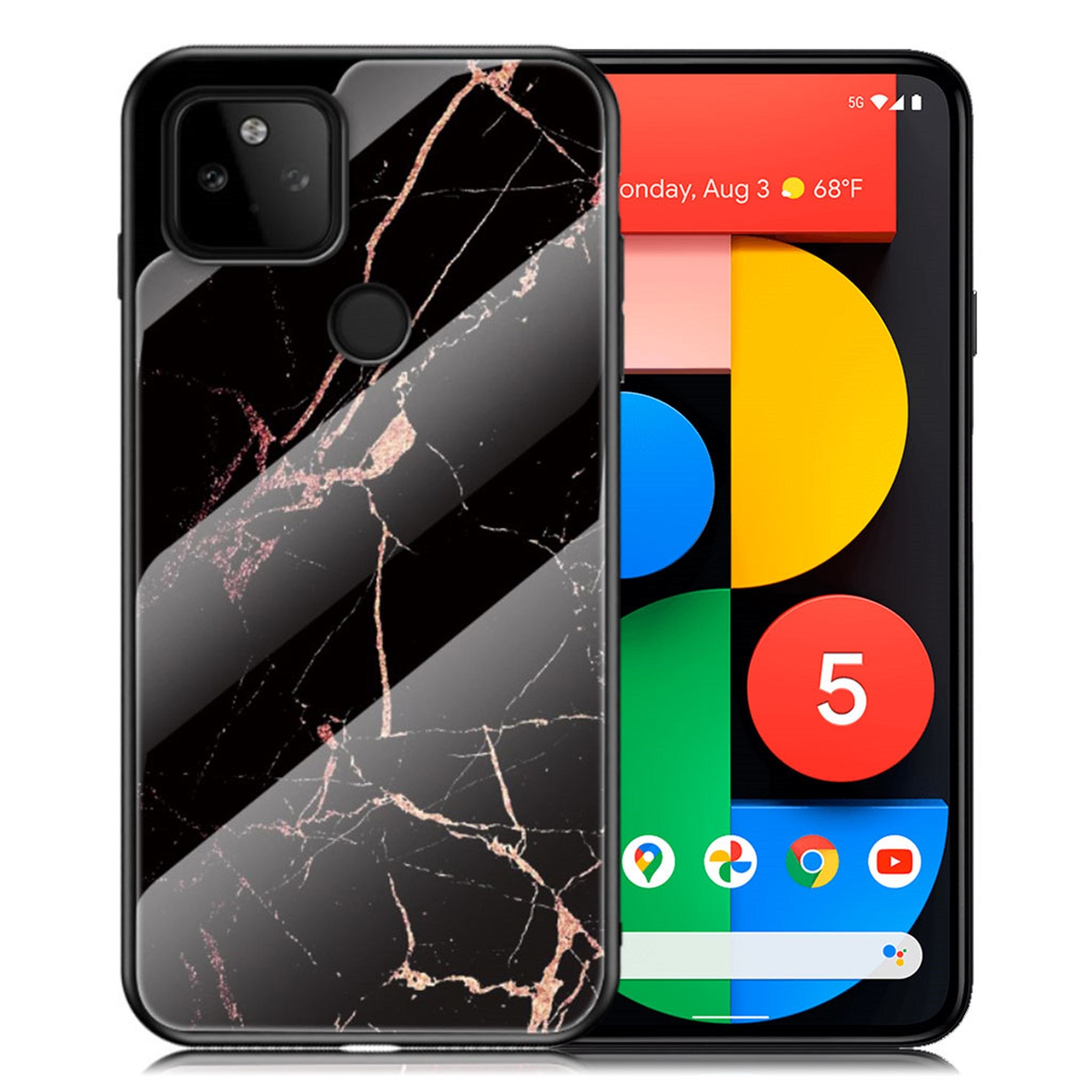 Fantasy Marble Google Pixel 5a cover - Gold Black Marble