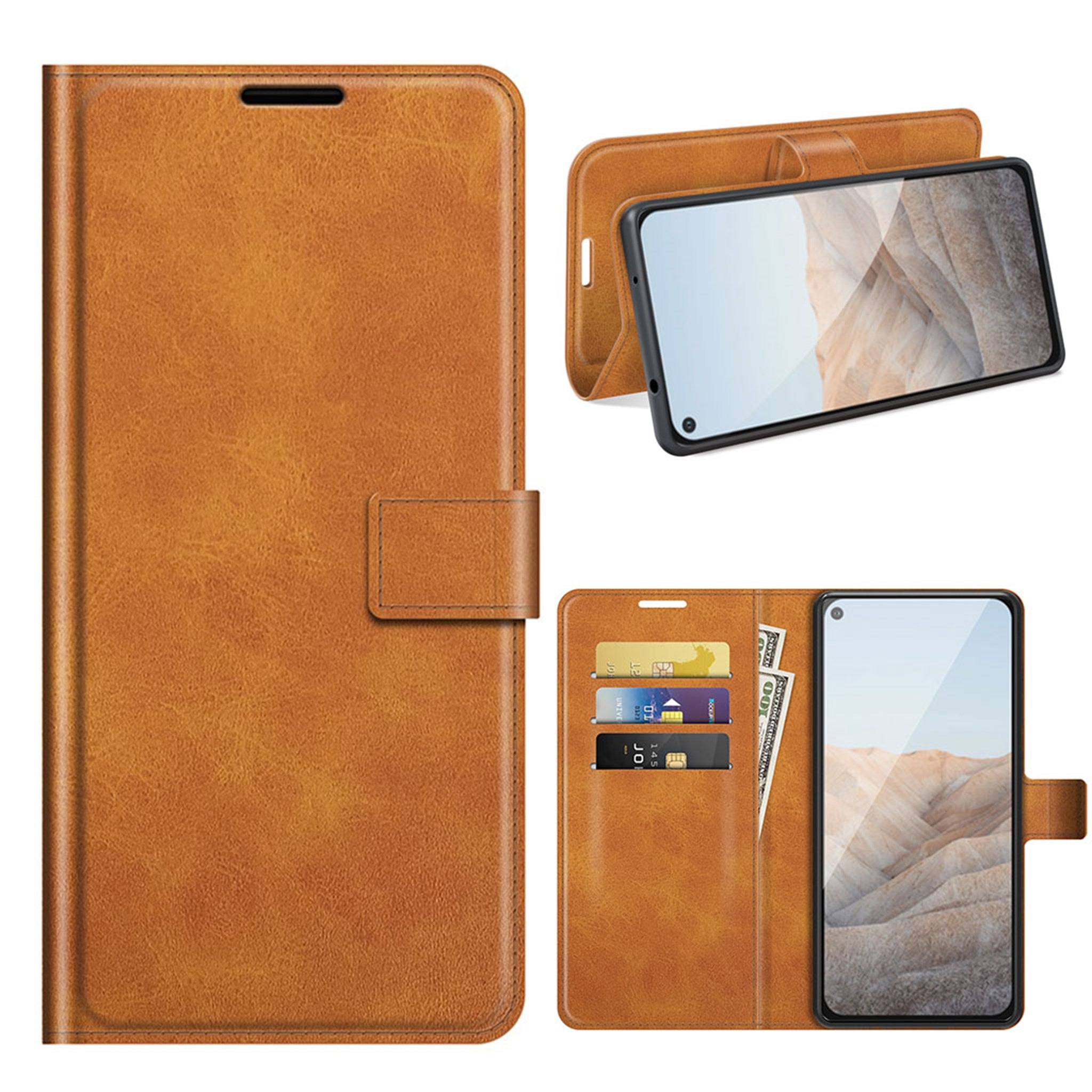 Wallet-style leather case for Google Pixel 5a - Yellow