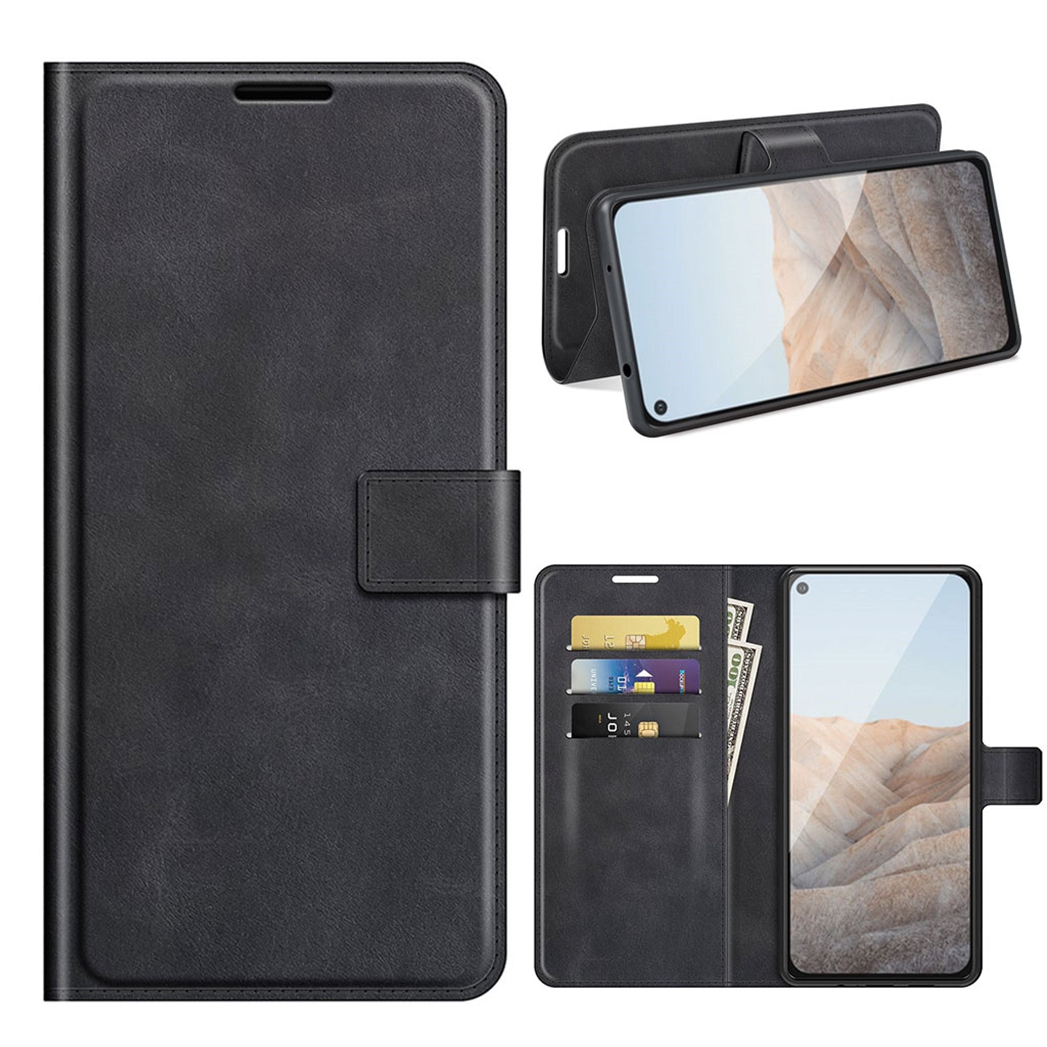 Wallet-style leather case for Google Pixel 5a - Black