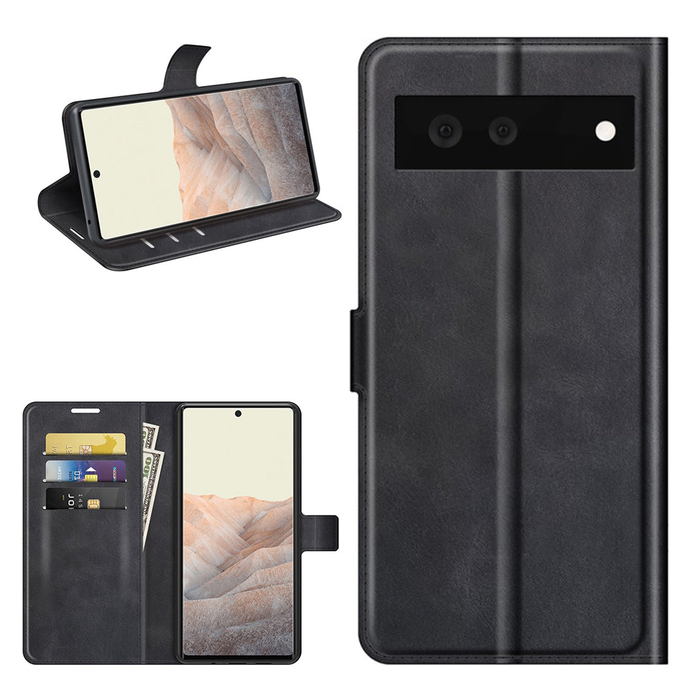 Wallet-style leather case for Google Pixel 6 - Black