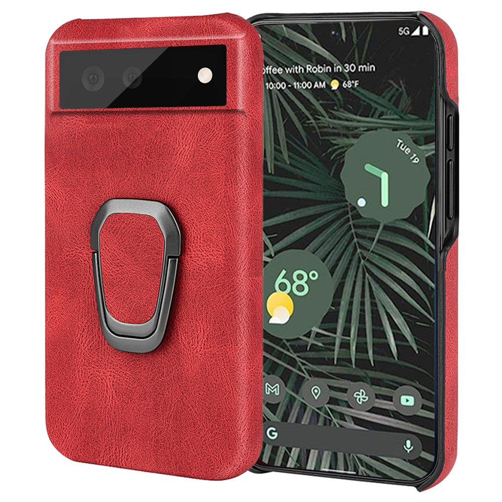 Shockproof leather cover with oval kickstand for Google Pixel 6 Pro - Red