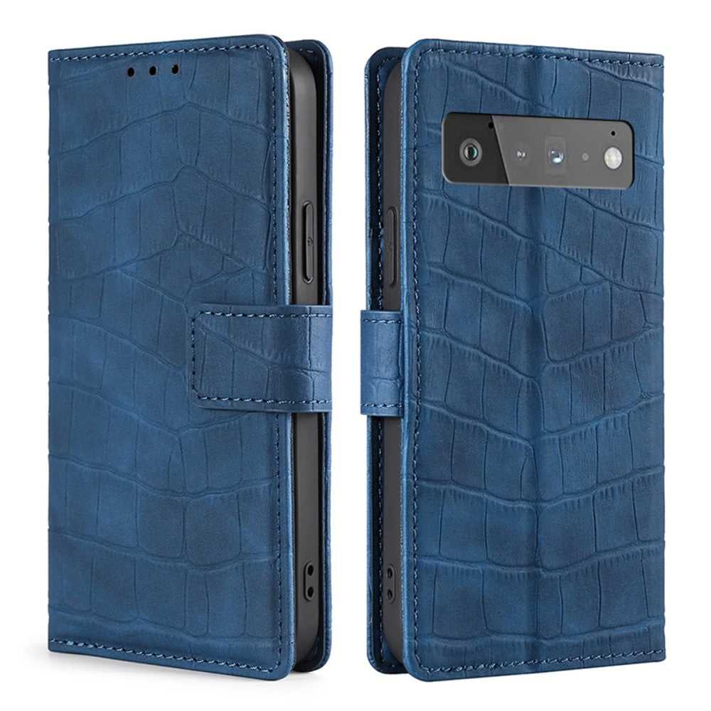 Crocodile textured leather case for Google Pixel 6 Pro - Blue