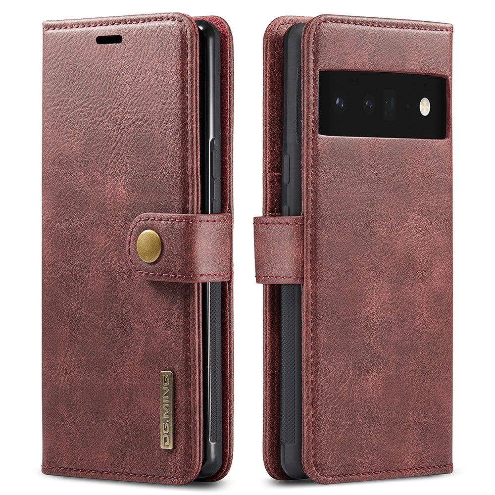 DG.MING Google Pixel 6 Pro 2-in-1 Wallet Case - Red