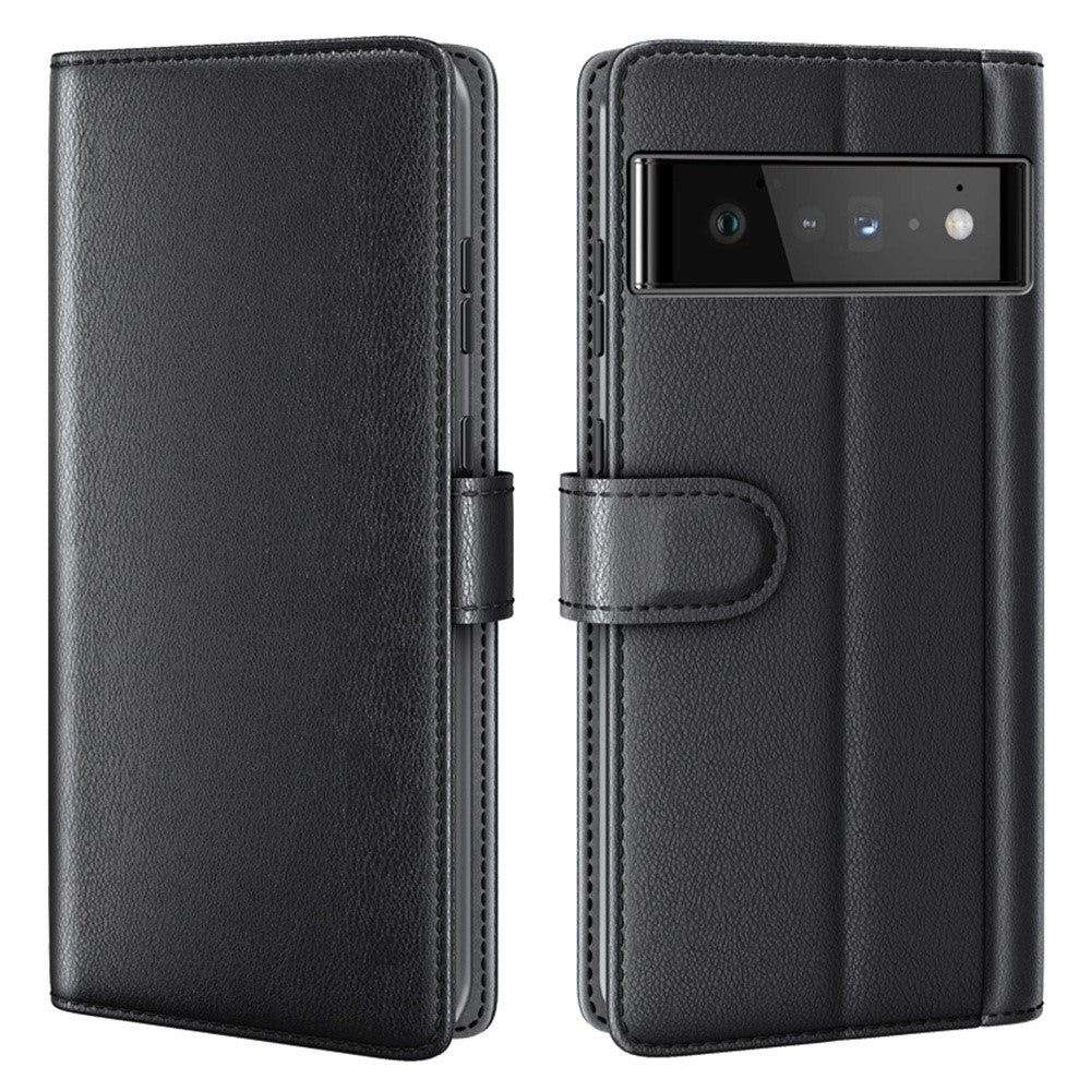 Genuine leather case with credit card slots for Google Pixel 6 Pro - Black