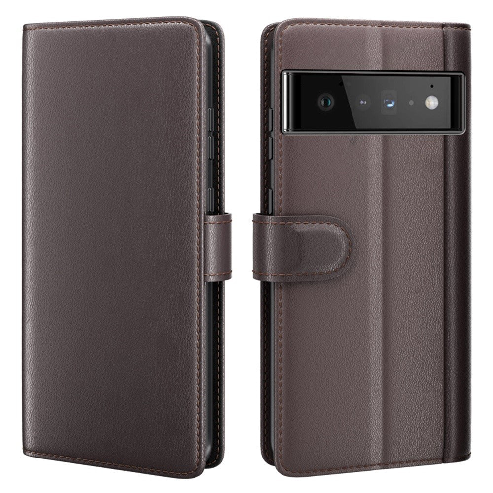 Genuine leather case with credit card slots for Google Pixel 6 Pro - Brown