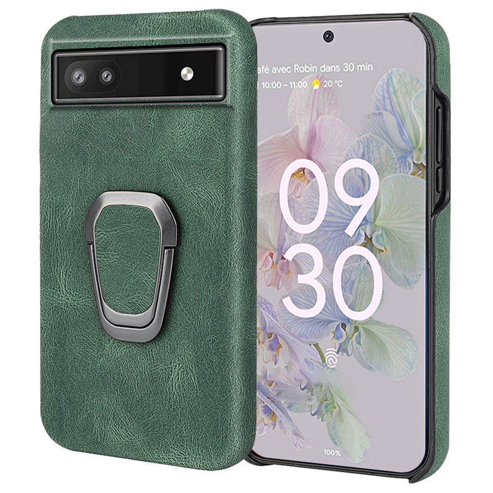 Shockproof leather cover with oval kickstand for Google Pixel 6a - Green