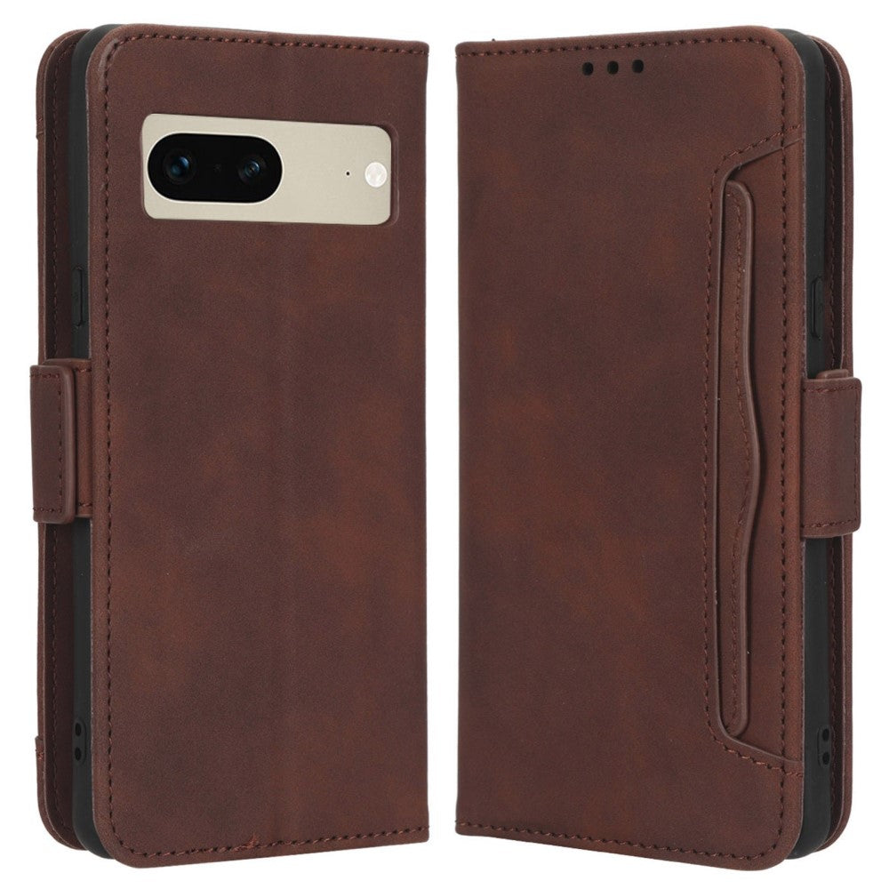 Modern-styled leather wallet case for Google Pixel 7 - Brown