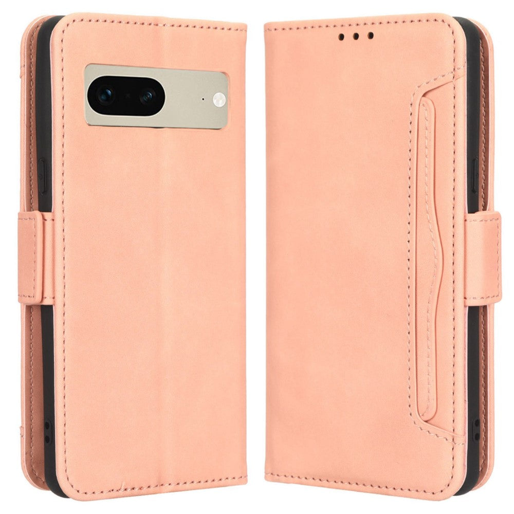 Modern-styled leather wallet case for Google Pixel 7 - Pink