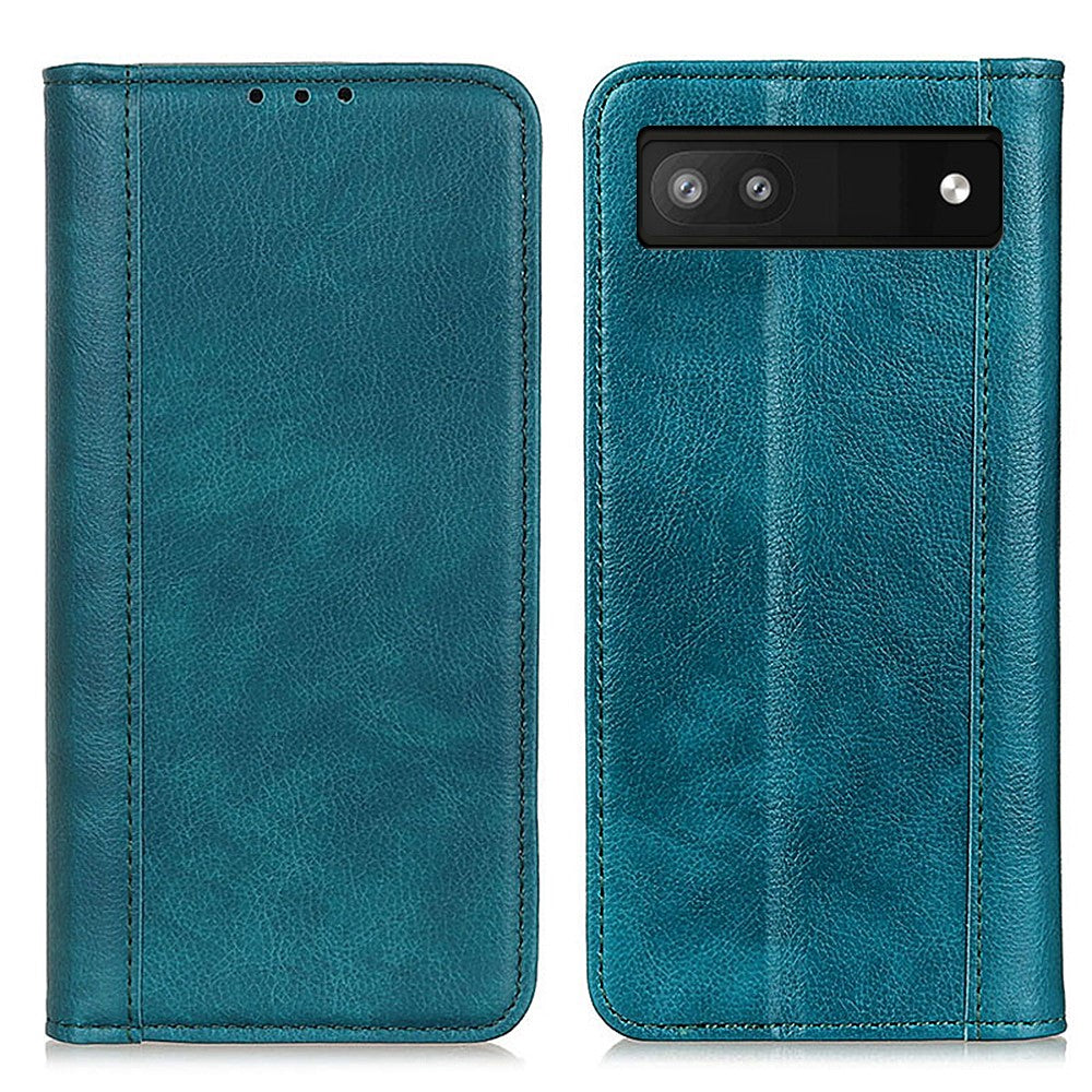 Genuine leather case with magnetic closure for Google Pixel 7a - Green