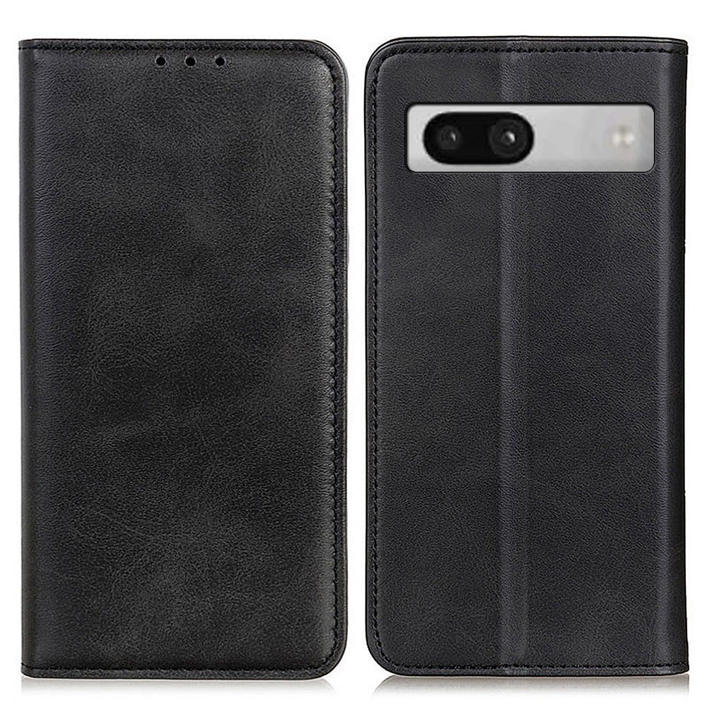 Wallet-style genuine leather flipcase for Google Pixel 7a - Black
