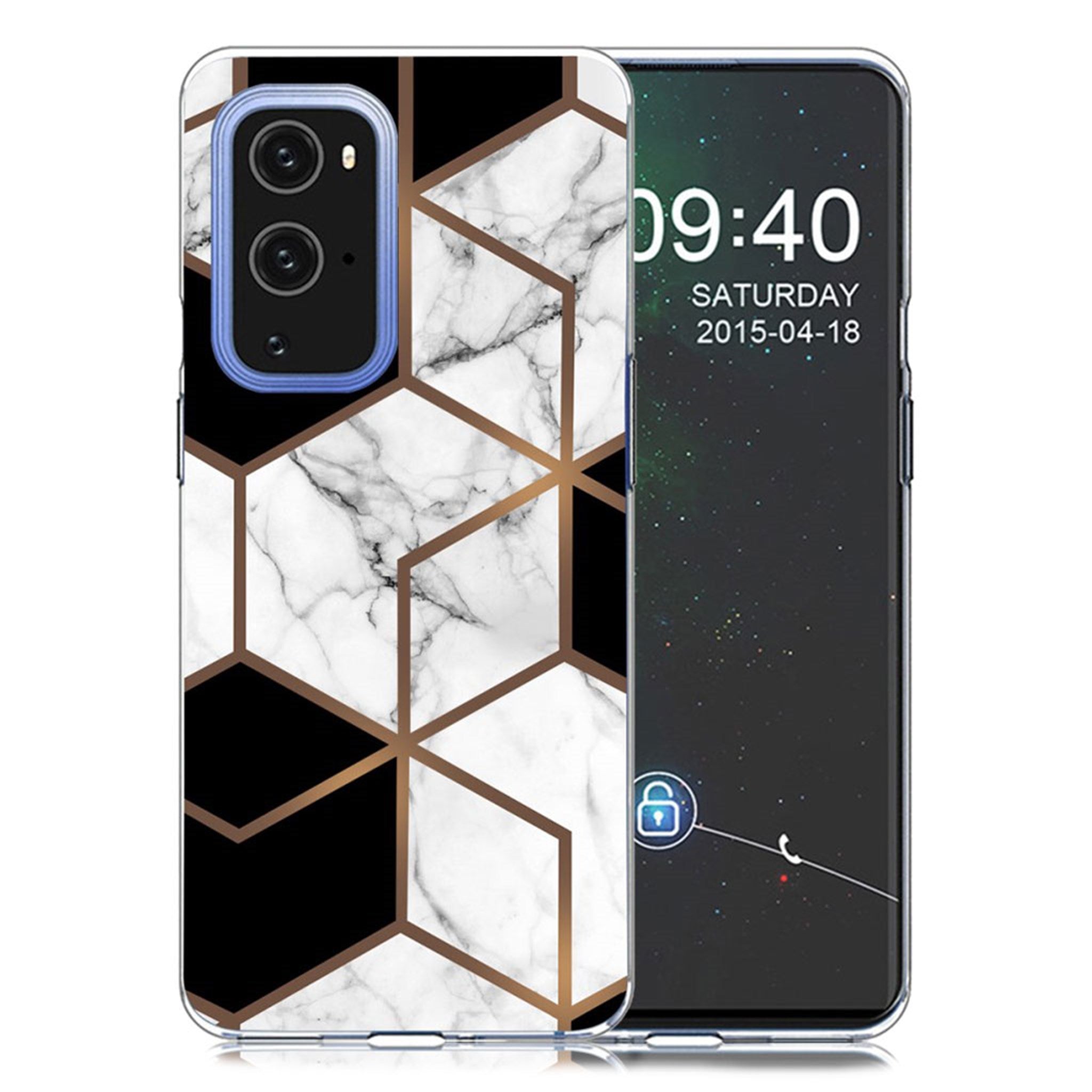 Marble OnePlus 9 Pro case - Marble Cube in Black and White