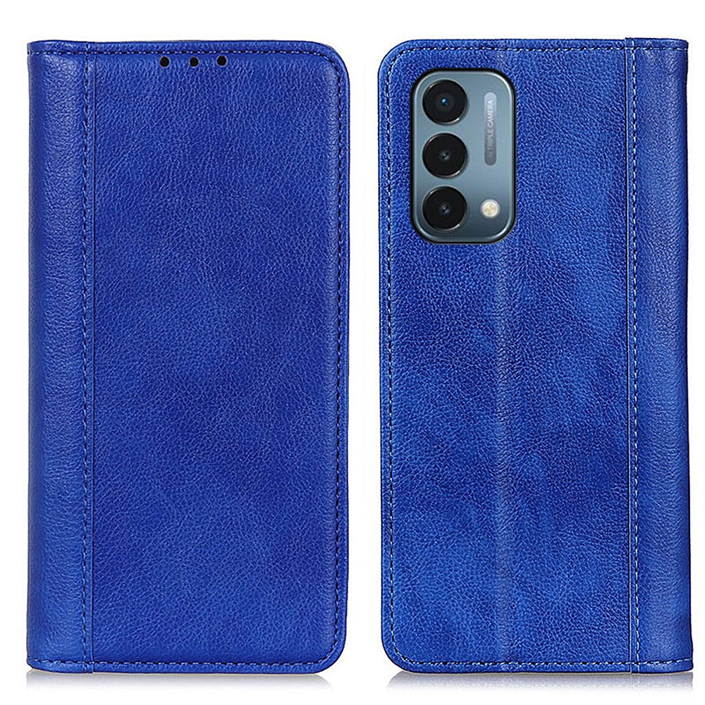 Genuine leather case with magnetic closure for OnePlus Nord N200 5G - Blue