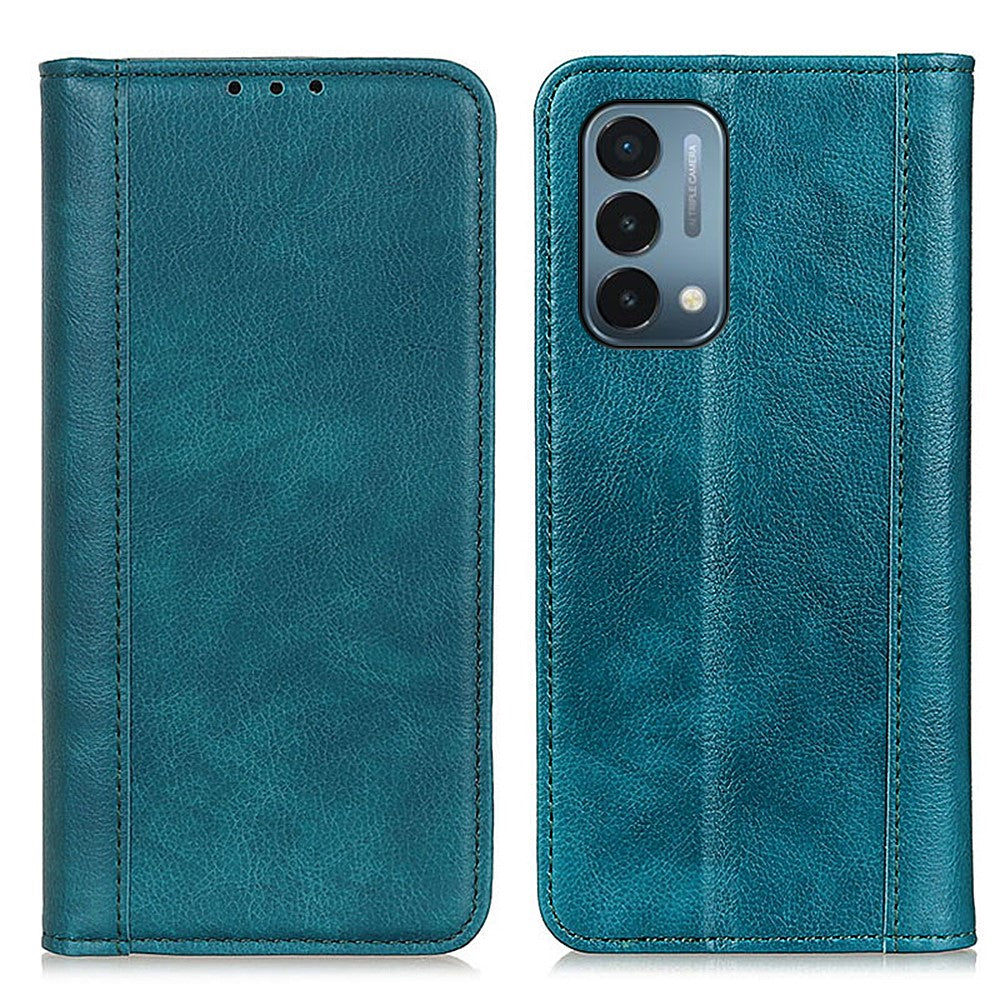 Genuine leather case with magnetic closure for OnePlus Nord N200 5G - Green