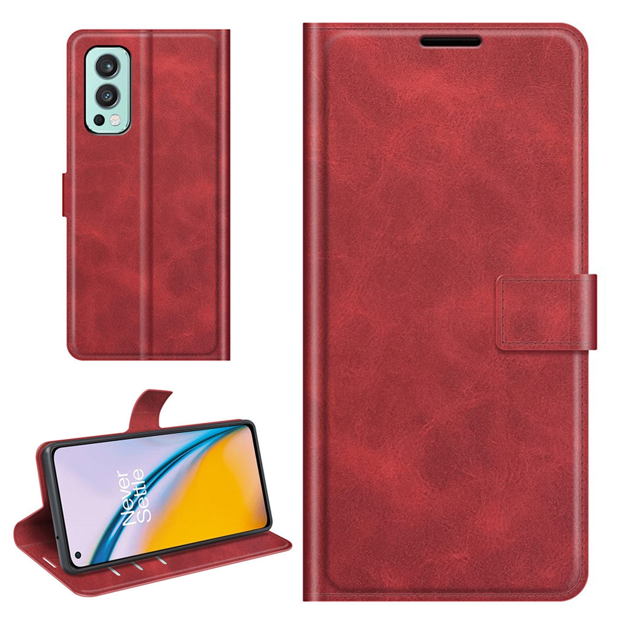 Wallet-style leather case for OnePlus Nord 2 5G - Red