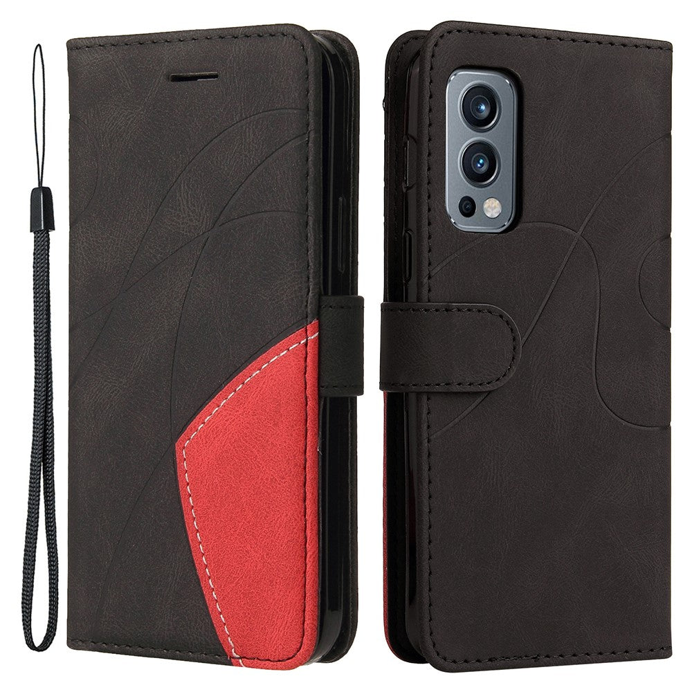 Textured leather case with strap for OnePlus Nord 2 5G - Black