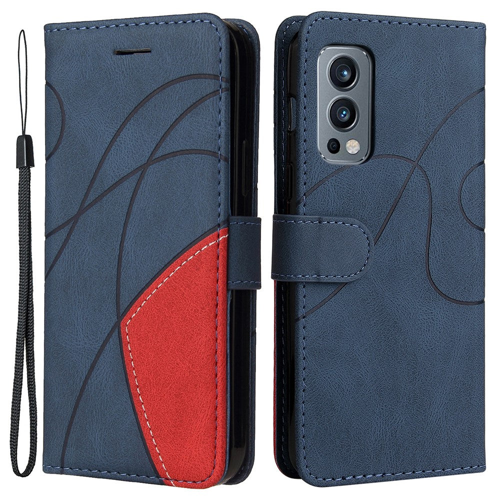 Textured leather case with strap for OnePlus Nord 2 5G - Blue