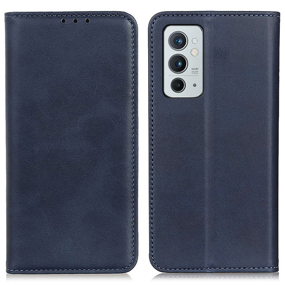 Wallet-style genuine leather flipcase for OnePlus 9RT 5G - Blue