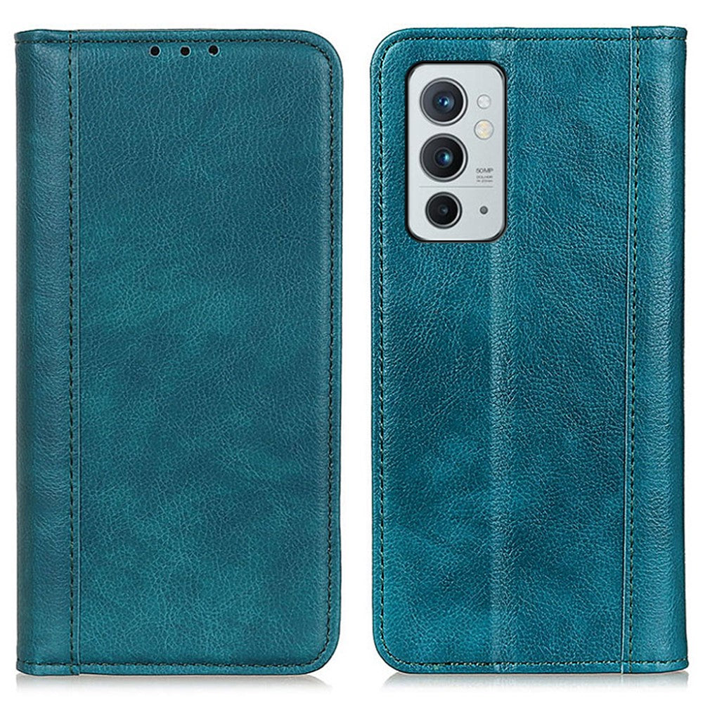 Genuine leather case with magnetic closure for OnePlus 9RT 5G - Green