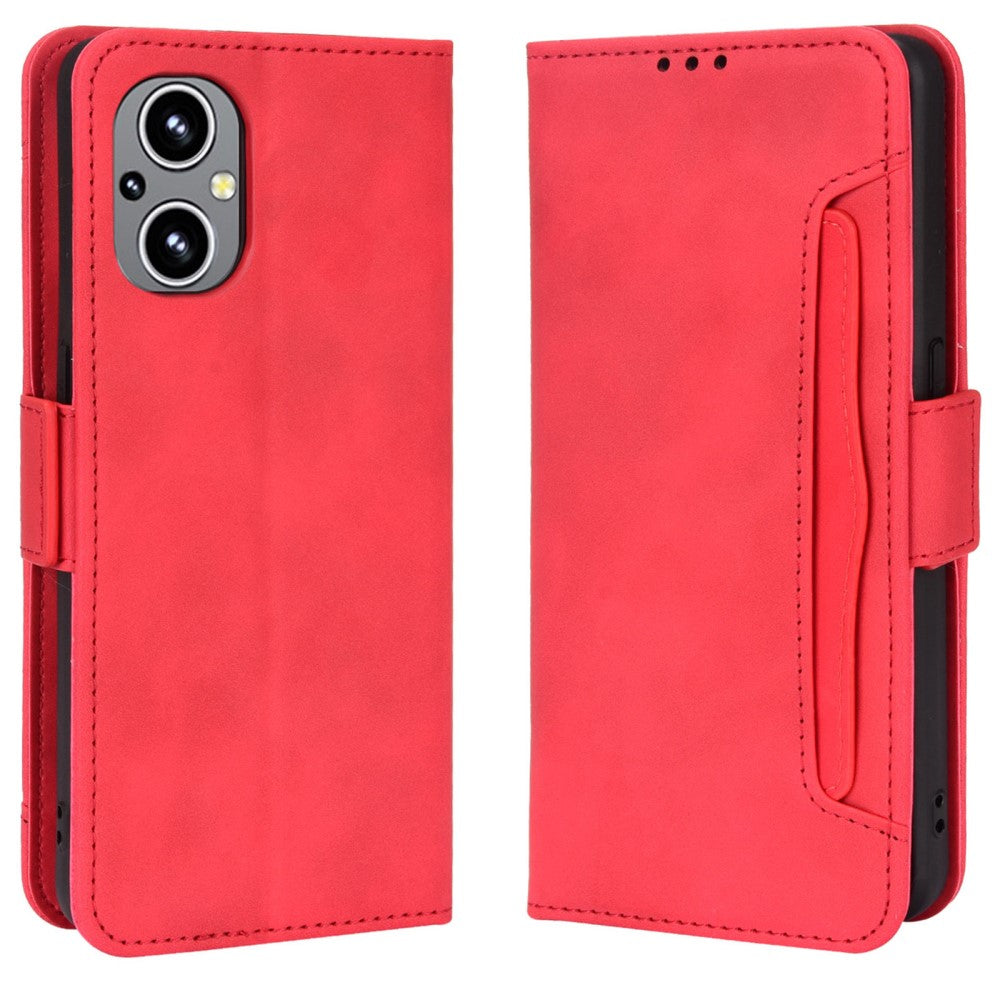 Modern-styled leather wallet case for OnePlus Nord N20 5G - Red