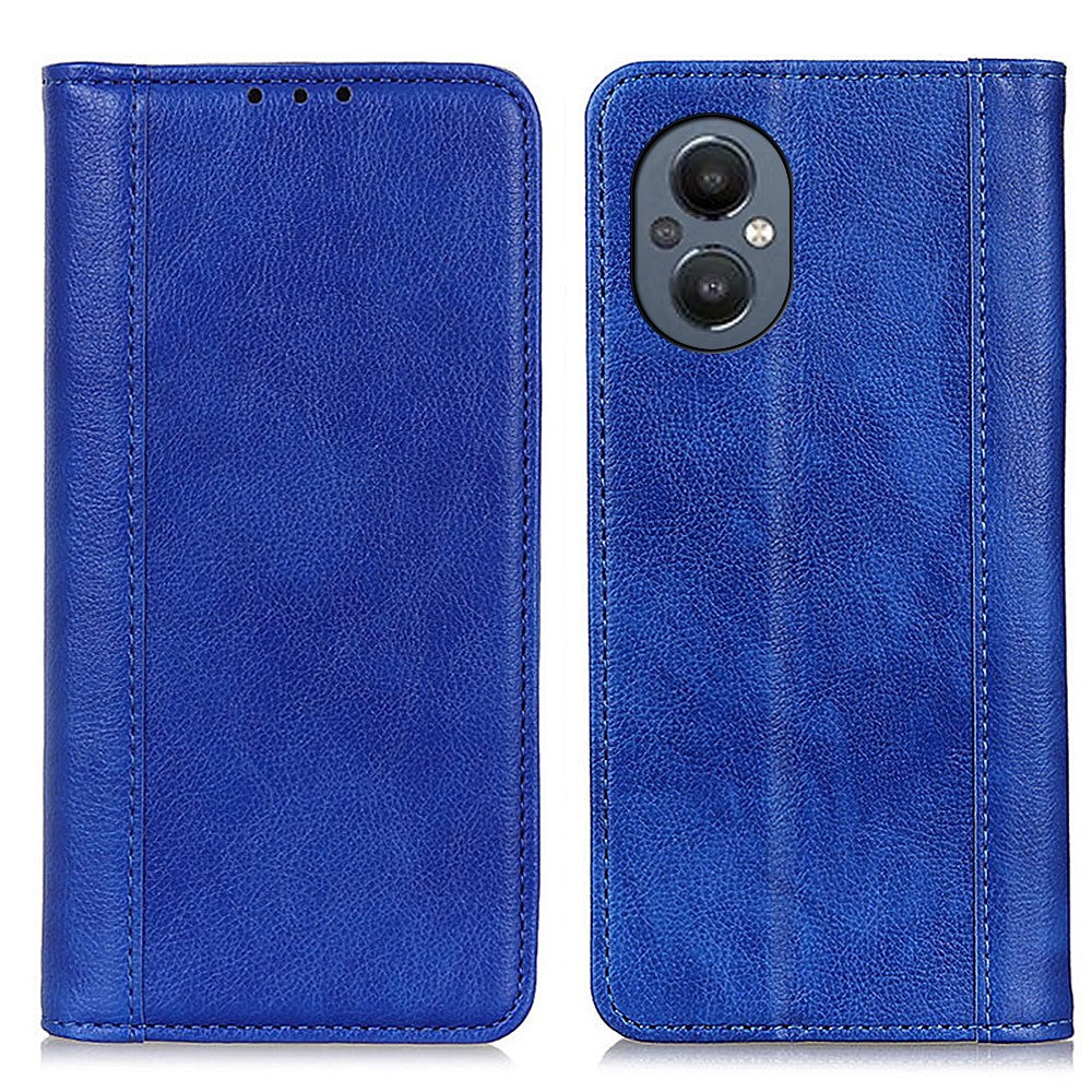 Genuine leather case with magnetic closure for OnePlus Nord N20 5G - Blue