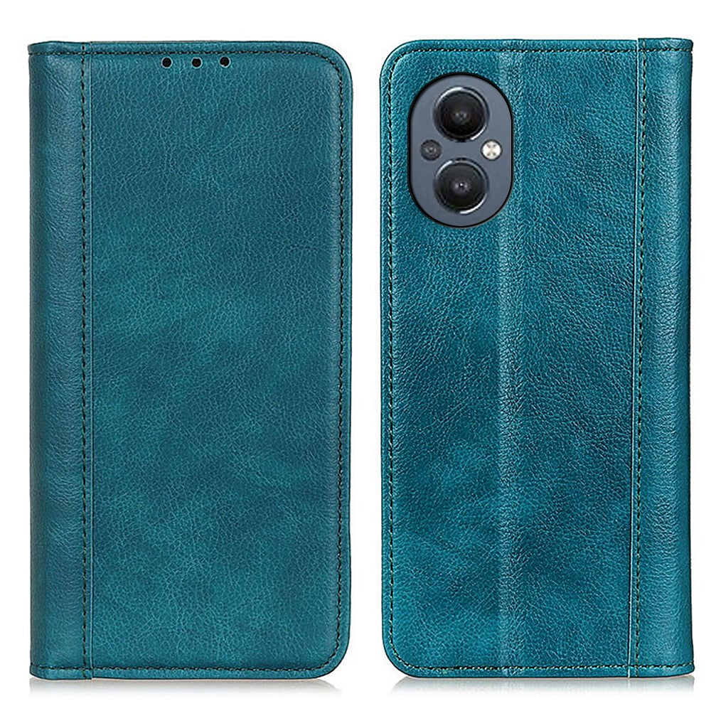 Genuine leather case with magnetic closure for OnePlus Nord N20 5G - Green