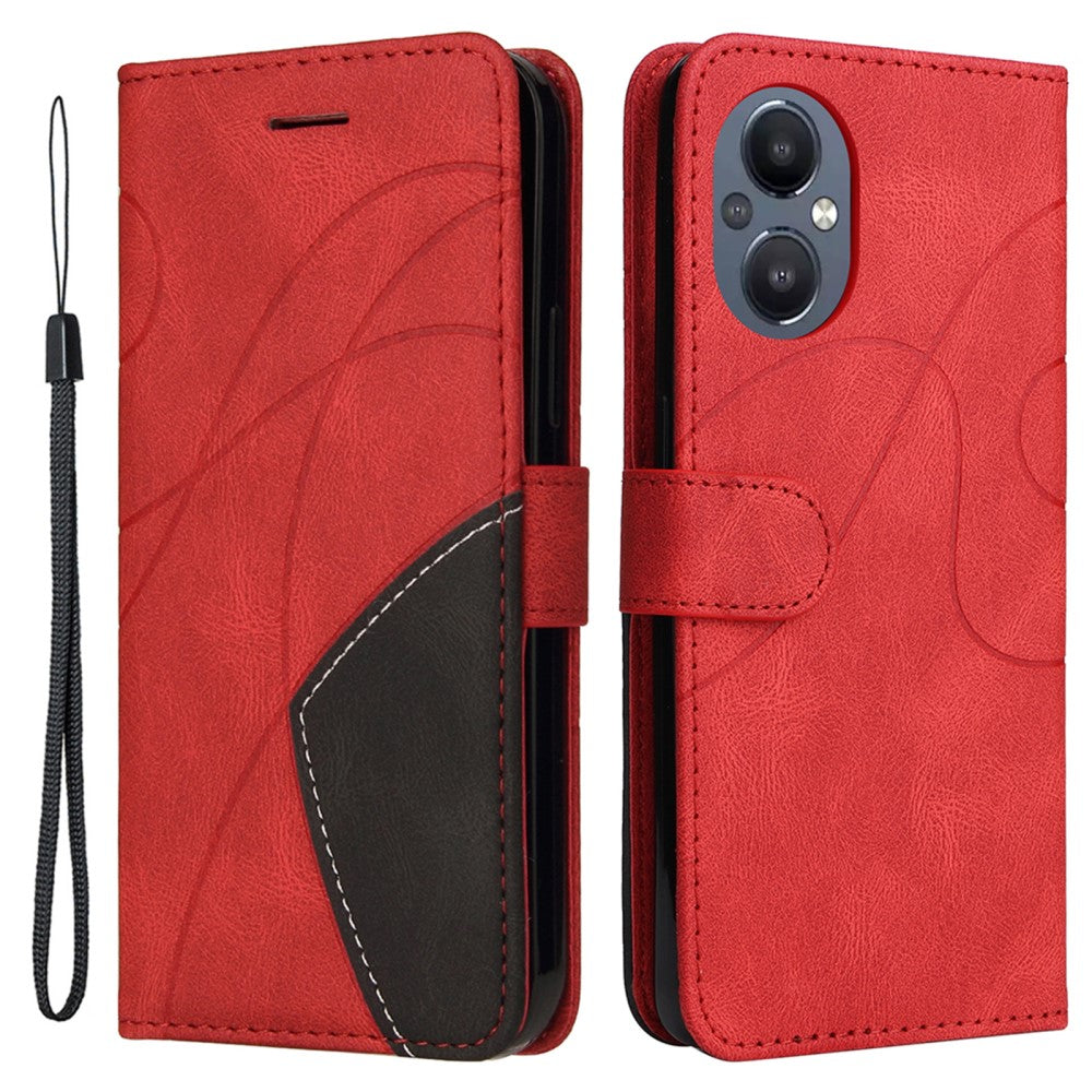 Textured leather case with strap for OnePlus Nord N20 5G - Red