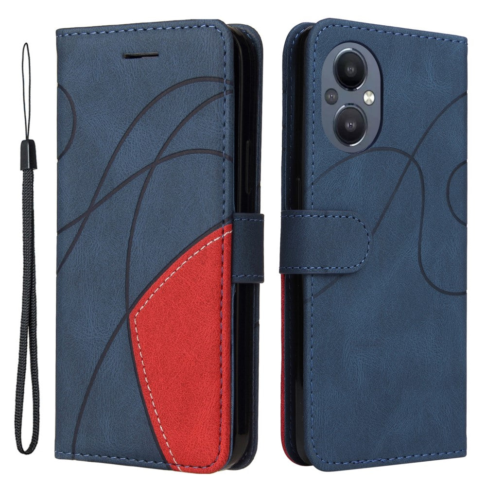 Textured leather case with strap for OnePlus Nord N20 5G - Blue