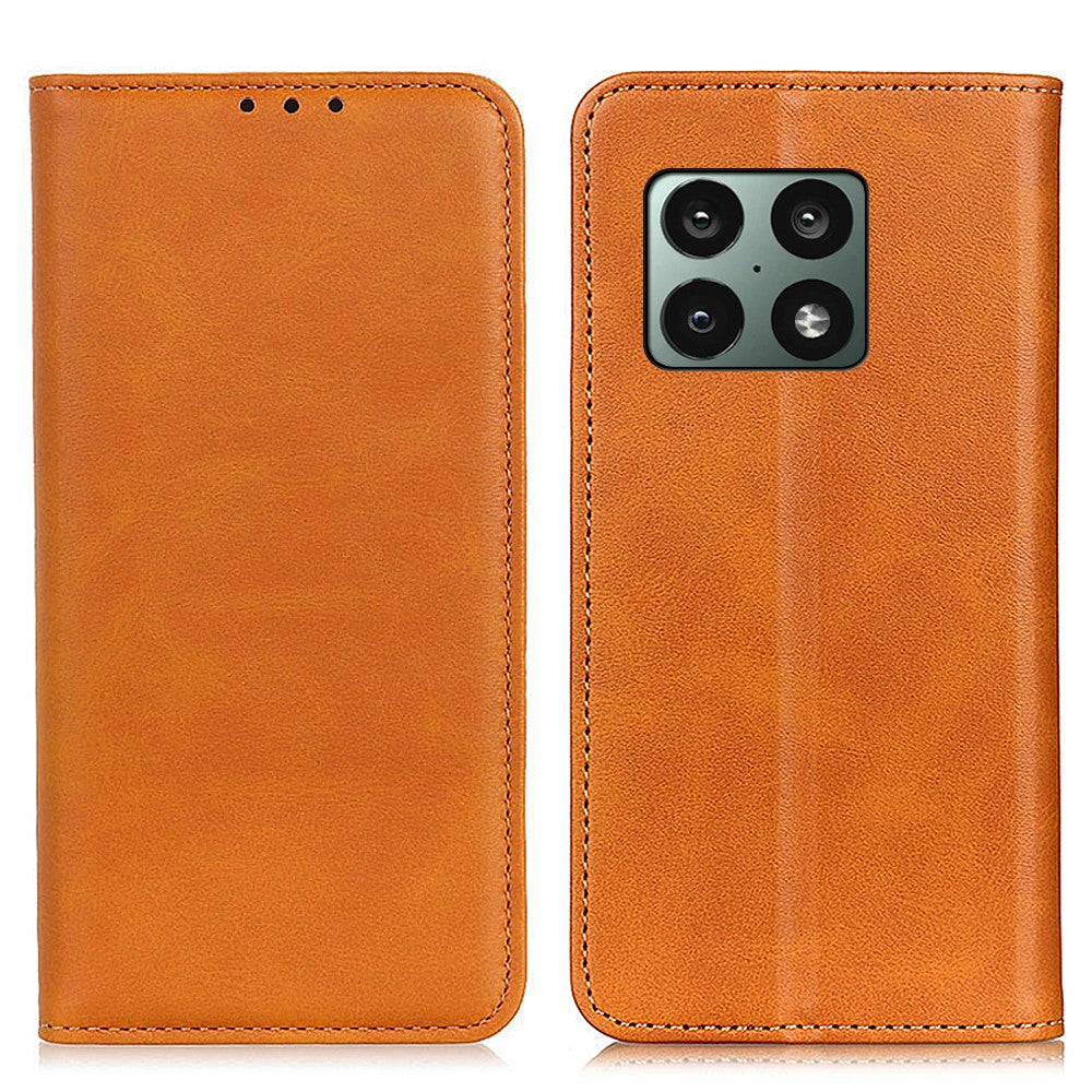 Wallet-style genuine leather flipcase for OnePlus 10 Pro - Brown