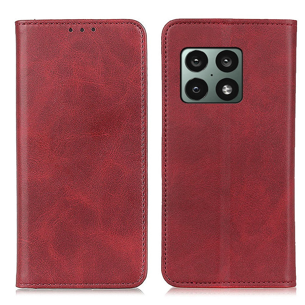 Wallet-style genuine leather flipcase for OnePlus 10 Pro - Red
