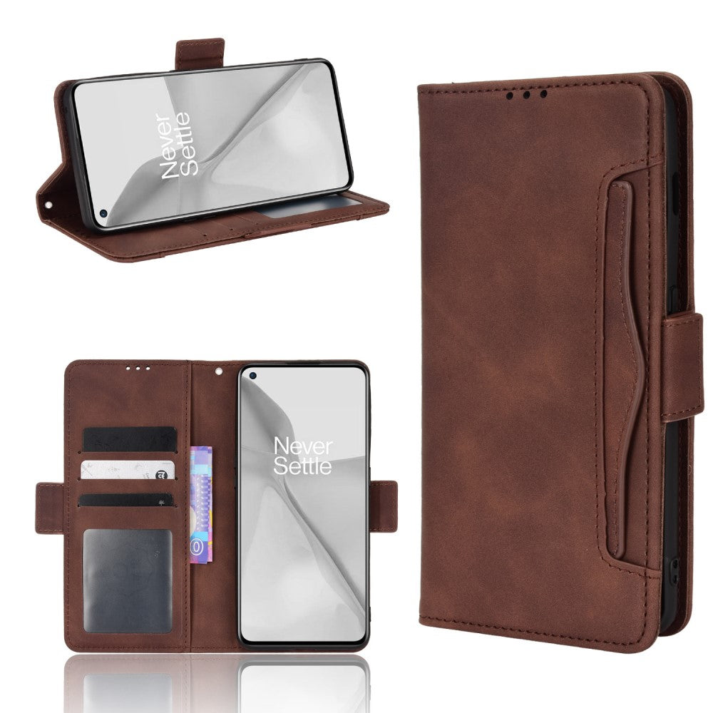 Modern-styled leather wallet case for OnePlus 10 Pro - Brown
