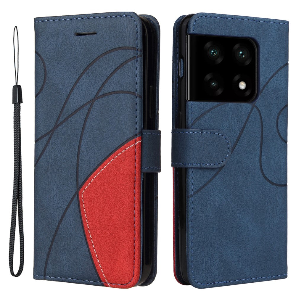Textured leather case with strap for OnePlus 10 Pro - Blue