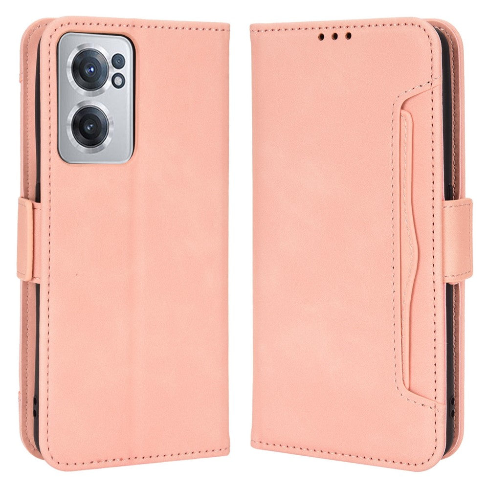 Modern-styled leather wallet case for OnePlus Nord CE 2 5G - Pink