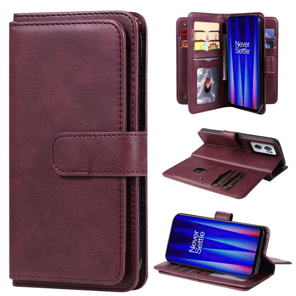 10-slot wallet case for OnePlus Nord CE 2 5G - Wine Red